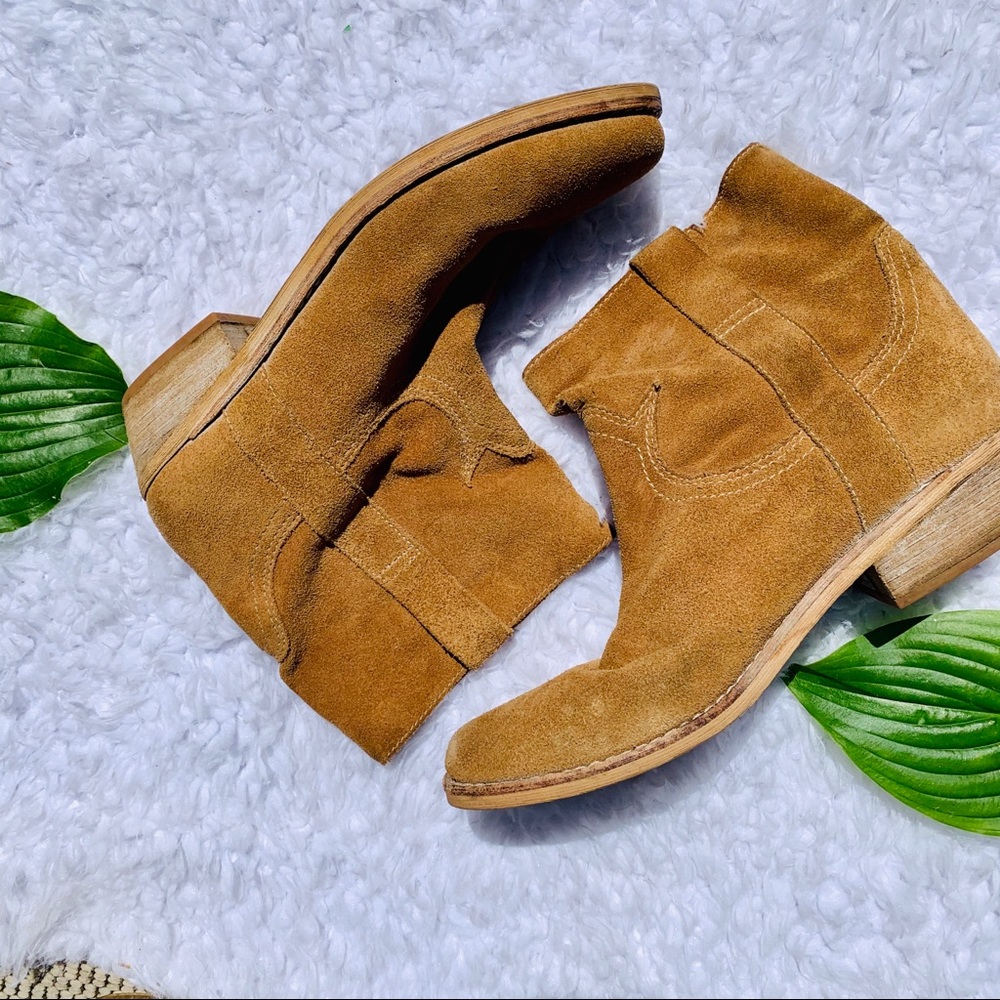 SAM EDELMAN Tan Suede Pull On Booties